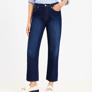 LOFT - High Rise Straight Jeans in Clean Dark Wash